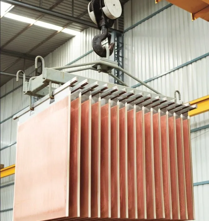 Copper cathode sheets at the plant